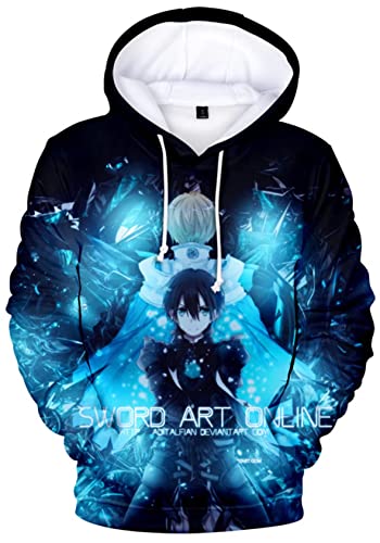 Sword Art Online Manga 3D Sudaderas Kirigaya Suguha Cosplay Pullover Sudaderas Anime SAO Bajo Mundo Alice Yuuki Kirito Manga Larga Ropa Deportiva Tops, 14 Sword Art Online, L