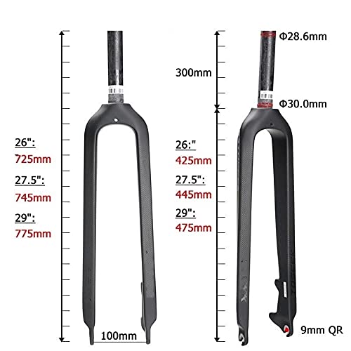 SXCXYG Horquilla MTB Matte 3K Fibra de Carbono Mountain Bike Fork 1-1/8"Freno de Disco rígido MTB Tenedores de Bicicleta 26/27.5 / 29er Tubo Recto 28.6mm Suspension Bicicleta (Color : 27.5ER)