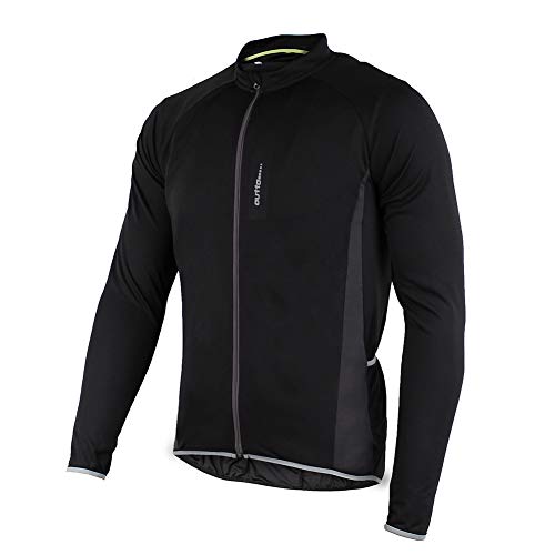 SxLingerie Chaqueta De Ciclismo Hombres Chaqueta De Invierno De La Bici De La Capa Softshell Impermeable Térmica De Secado Rápido Capa Reflectante con Bolsillos De Ciclismo Correr Caminar,Negro,M