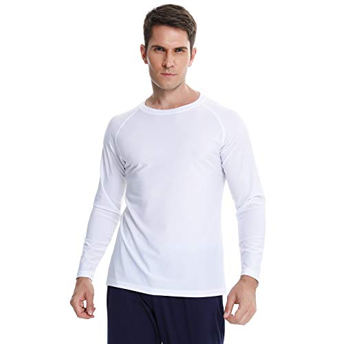 Sykooria 3 Piezas Camisetas Manga Larga Hombre Deporte UPF 50+ Protección Solar UV,Secado Rápid Top Transpirable Shirt Camiseta Cuello Redondo para Correr Trotar Fitness Ciclismo Entrenamiento Casual