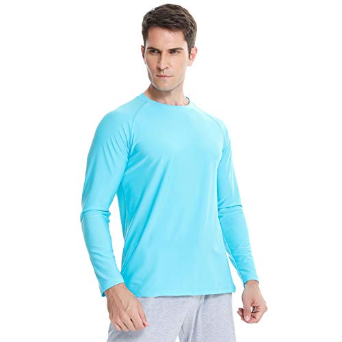 Sykooria 3 Piezas Camisetas Manga Larga Hombre Deporte UPF 50+ Protección Solar UV,Secado Rápid Top Transpirable Shirt Camiseta Cuello Redondo para Correr Trotar Fitness Ciclismo Entrenamiento Casual