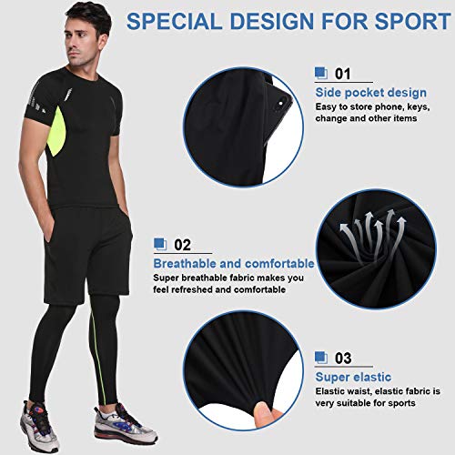 Sykooria Camiseta de Compresión Manga Corta Manga Larga para Hombre Ropa Deportiva de Transpirable y Secado Rápido para Deporte Running Ciclismo Fitness Gym Entrenamiento