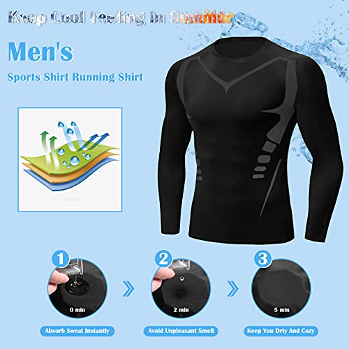 Sykooria Camiseta de Compresión Manga Corta Manga Larga para Hombre Ropa Deportiva de Transpirable y Secado Rápido para Deporte Running Ciclismo Fitness Gym Entrenamiento