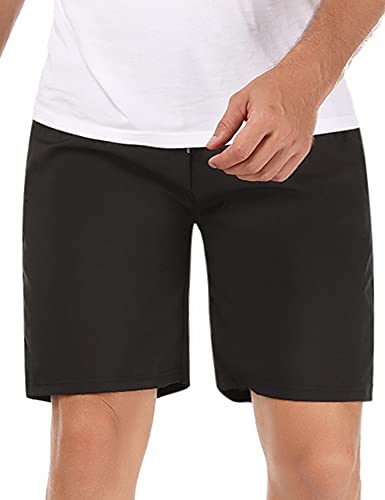 Sykooria Pantalones Cortos Hombre Deporte 2 en 1 con Bolsillo Incorporado Verano Pantalón Corto Hombre para Running Fitness Gym Tennis,Negro,L