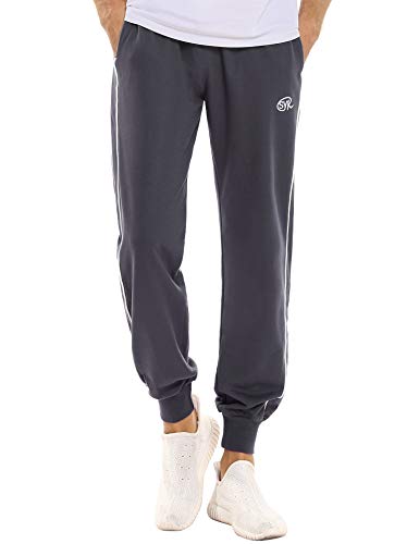 Sykooria Pantalones Deporte Hombre con Bolsillos Pantalones Deportivos Largos Hombre Pantalones Chandal Hombres Tallas Grandes Pantalones Running de algodón para Hombres - Gris S