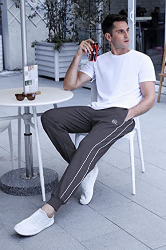 Sykooria Pantalones Deporte Hombre con Bolsillos Pantalones Deportivos Largos Hombre Pantalones Chandal Hombres Tallas Grandes Pantalones Running de algodón para Hombres - Gris S