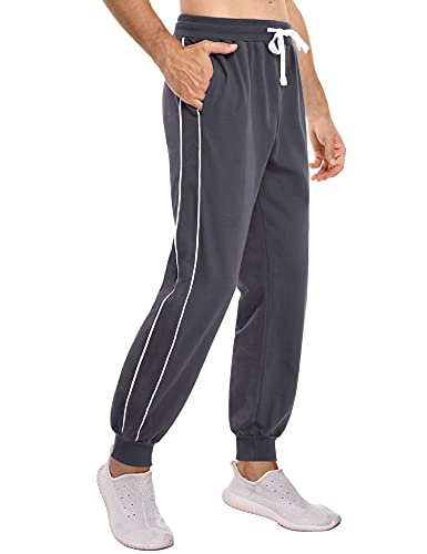 Sykooria Pantalones Deporte Hombre con Bolsillos Pantalones Deportivos Largos Hombre Pantalones Chandal Hombres Tallas Grandes Pantalones Running de algodón para Hombres - Gris S