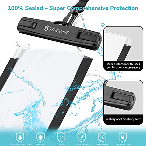 Syncwire Funda Impermeable Universal, 2 Unidades Bolsa para móvil estanca a Prueba de Agua IPX8 para iPhone XS MAX XR XS X 8 7 6 Plus se 5s, Xiaomi Redmi Note 7 Pro, Galaxy S10+ S9 S8, Huawei P30 Pro