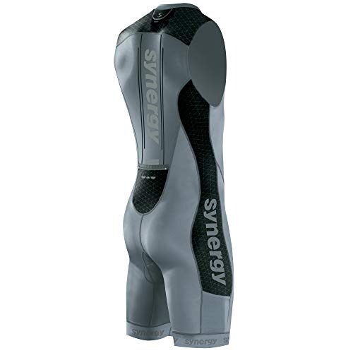 Synergy Triathlon Tri Suit Elite Sleeveless Trisuit (Elite Gunmetal, grande)