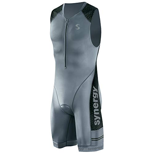 Synergy Triathlon Tri Suit Elite Sleeveless Trisuit (Elite Gunmetal, grande)