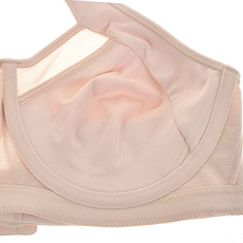 SYROKAN - Sujetador Deportivo con Aros Espalda Deportiva Sin Relleno para Mujer Beige 100B