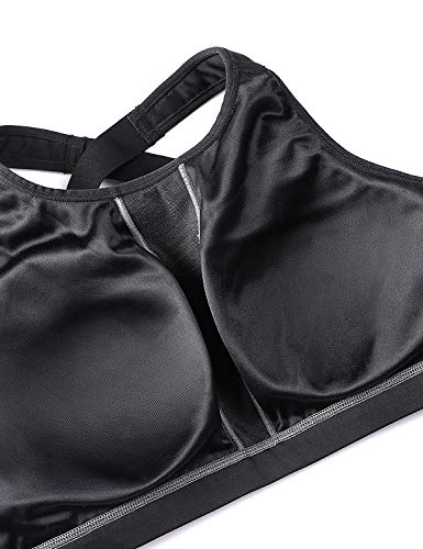 SYROKAN Sujetador Deportivo para Mujer Alto Impacto Sujetador Deporte Fitness Ejercicio sin Aros Negro 90C