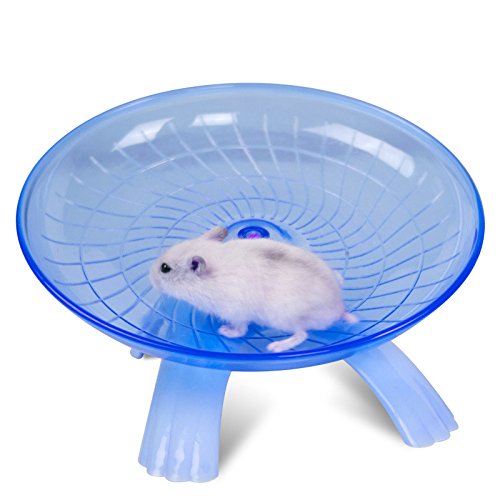 SZMYLED Rueda de ejercicio de plástico para animales pequeños – Spinner silencioso antideslizante disco para hámsters, erizos, mascotas pequeñas, rueda de ejercicio azul, 18 x 18 x 11 cm