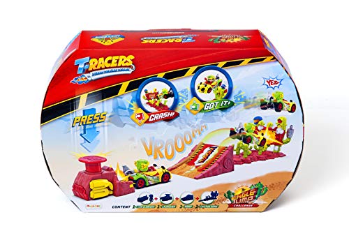 T-RACERS Eagle Jump Challenge – Lanzador con rampa, 1 piloto y 1 Coche Exclusivo y Accesorios. Pista de Coches de Juguete