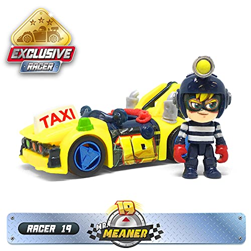 T-RACERS Turbo Crane Challenge– Grúa con Pinza, 1 piloto y 1 Coche Exclusivo y Accesorios. Pista de Coches de Juguete