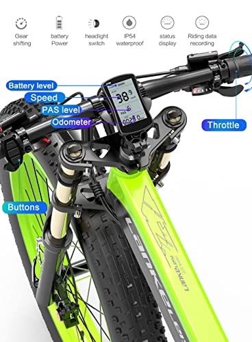 T750plus 26 Pulgadas Bicicleta de montaña eléctrica Plegable para la Nieve para Adultos, Bicicleta eléctrica de 27 velocidades con batería extraíble (Blue, 14.5Ah)