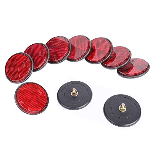 TAEUYYM 10 x Catadioptrico Redondo Rojo Remolque, Catadioptrico Redondo Remolque Apriete de Tornillo Soporte de Fijación, Reflectores Rojo para RV Remolque Vehículo Agrícola Tractor Moto(Rojo)