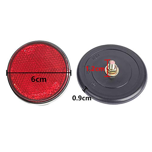 TAEUYYM 10 x Catadioptrico Redondo Rojo Remolque, Catadioptrico Redondo Remolque Apriete de Tornillo Soporte de Fijación, Reflectores Rojo para RV Remolque Vehículo Agrícola Tractor Moto(Rojo)