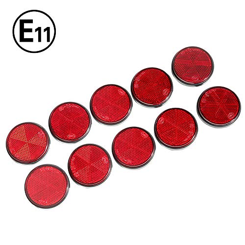 TAEUYYM 10 x Catadioptrico Redondo Rojo Remolque, Catadioptrico Redondo Remolque Apriete de Tornillo Soporte de Fijación, Reflectores Rojo para RV Remolque Vehículo Agrícola Tractor Moto(Rojo)