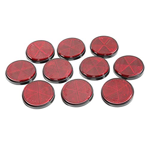 TAEUYYM 10 x Catadioptrico Redondo Rojo Remolque, Catadioptrico Redondo Remolque Apriete de Tornillo Soporte de Fijación, Reflectores Rojo para RV Remolque Vehículo Agrícola Tractor Moto(Rojo)