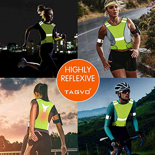 TAGVO Chaleco LED para Correr - Chaleco Reflectante de Seguridad Bicicleta - Chaleco Reflectante de Alta Visibilidad para Actividades Nocturnas al Aire Libre, como Correr, Ciclismo, Pasear (con LED)