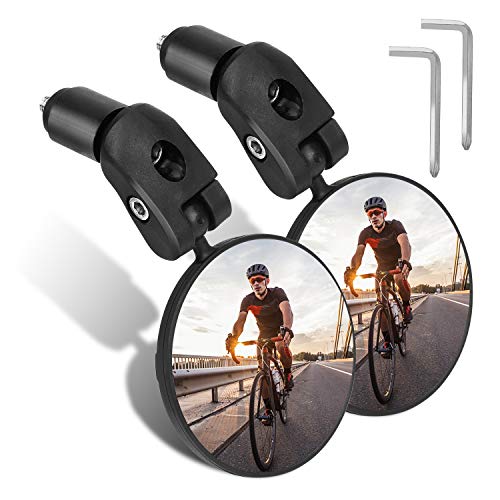 TAGVO Espejos de Bicicleta Manillar, HD Gran Angular Espejos Retrovisores de Bicicleta, 360 Grados Ajustable Espejo Convexo para Bicicleta de Montaña Ciclismo (2 Piezas)