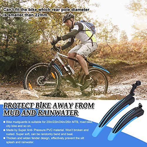 TAGVO Guardabarros Bicicleta, 2-Piezas Universal Cubierta Completa Espesa Widen Guardabarros Delantero y Trasero de Bicicleta, Guardabarros Ajustable portátil para Bicicleta de montaña y Carretera