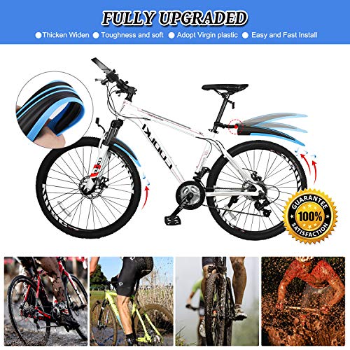 TAGVO Guardabarros Bicicleta, 2-Piezas Universal Cubierta Completa Espesa Widen Guardabarros Delantero y Trasero de Bicicleta, Guardabarros Ajustable portátil para Bicicleta de montaña y Carretera