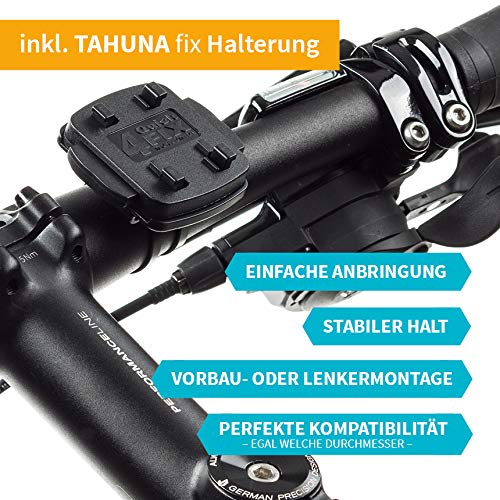 TAHUNA TEASI One⁴ Bundle - Navegador para Exteriores con Bluetooth, brújula y mapas Europeos, Incluye Sensor de Velocidad y 2 Soportes
