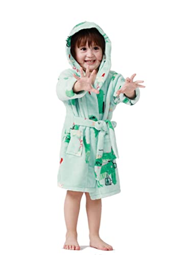 Taigood niños/niñas Albornoces niño niños con Capucha Batas Felpa Suave Pijamas, Franela Ropa de Dormir para bebé cocodrilo Verde