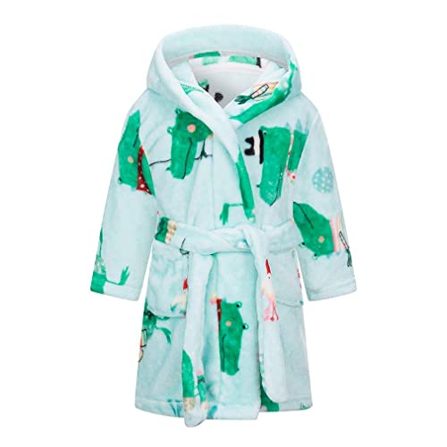 Taigood niños/niñas Albornoces niño niños con Capucha Batas Felpa Suave Pijamas, Franela Ropa de Dormir para bebé cocodrilo Verde