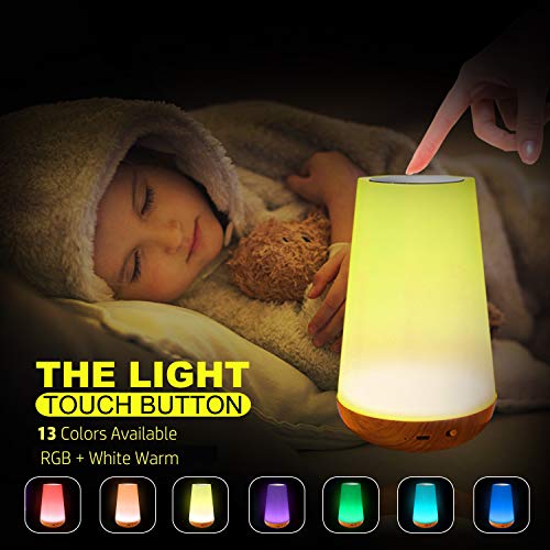 Taipow Lámpara de Mesita de Noche, Luz Bebe Nocturna Infantil, Lamparas Colores Regulable LED, Luze USB Bateria Recargable sin Cable, Control Remoto y Tactil, para Dormitorio, Niños, Habitación