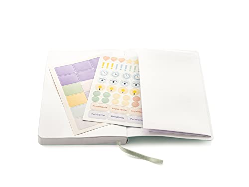 Takenote - Grape - Bullet Journal Flex Colors - Tamaño A5 - 15 x 21 cm - Interior Trama de Puntos - 192 Páginas de 140 gr - Encuadernación Flexible - Incluye Pegatinas y Plantillas Bullet