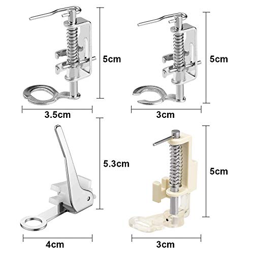 TANCUDER 4 PCS Prensatelas de Máquina de Costura para Bordar y Caja de Almacenamiento Prensatelas para Bordar de Metal Pie para Aacolchar Prensatelas Abierto para Singer Brother Janome Kenmore