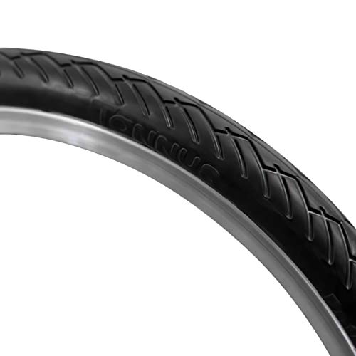 Tannus Tire Cubierta Sólida Airless 16" x 1,25 (Brompton) Dual Size (32-349) (32-355) Mini Velo | Neumático Macizo 100% Antipinchazos, Bici Plegable Urbana, Color Midnight (Negro), Dureza Regular