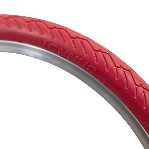 Tannus Tire Cubierta Sólida Airless 16" x 1,25 (Brompton) Dual Size (32-349) (32-355) Mini Velo | Neumático Macizo 100% Antipinchazos, Bici Plegable Urbana, Color Volcano (Rojo), Dureza Regular