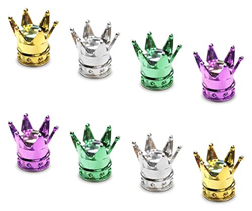 Tapones Rueda Coche 8 Piezas Tapones Válvula Aluminio Tapas Neumáticos Crown Tapa Válvula Francesa Tapas Vástago Válvula para Camiones, Motos, Bicicletas, Dorado, Plateado, Verde, Rosa Rojo
