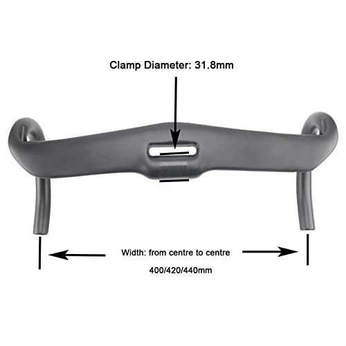 TASJS Bici de Carretera de Manillar de Fibra de Carbono 31.8mm Sin Logotipo Bike Manillar enrutamiento Interno 400/420/440mm Negro Ud Mate,for Ciclismo,Carreras de Piezas de Ciclismo. (Color : 400mm)