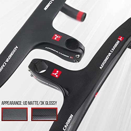 TASJS Manillar De Carbono 28.6mm Barra De Bicicleta De Carretera De Ciclismo Integrada Ud Mate/3K Glossy,For Ciclismo,Carreras De Piezas De Ciclismo (Color : 3K Glossy 440x90)