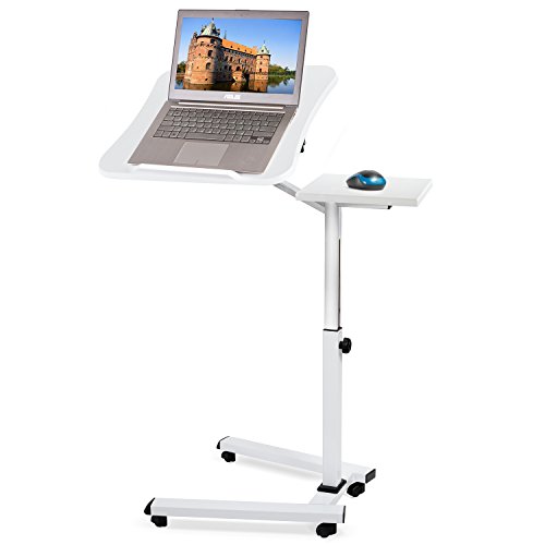 Tatkraft Like Mesa Ordenador Portátil con Ruedas y Soporte para Ratón Escritorio Laptop Altura Ajustable, Blanco