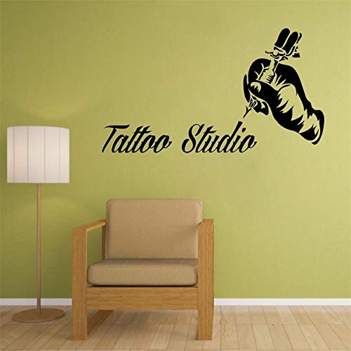 Tattoo studio logo wall art decal tattoo artist design vinilo etiqueta de la pared salón de belleza decoración tattoo studio decoración ventana pegatina A6 57x32cm