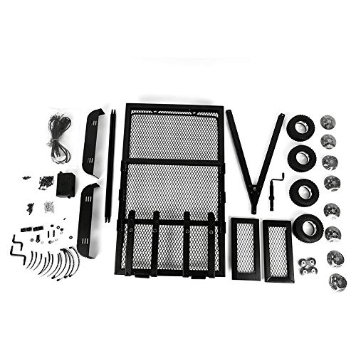 Tbest Kit de Remolque de Plataforma Plana, Metal Conjunto de Remolque de Rueda de 4 Ejes de 4 Ejes Remolque RC Kit de Remolque de Barco de Eje mecanizado Accesorio de camión RC