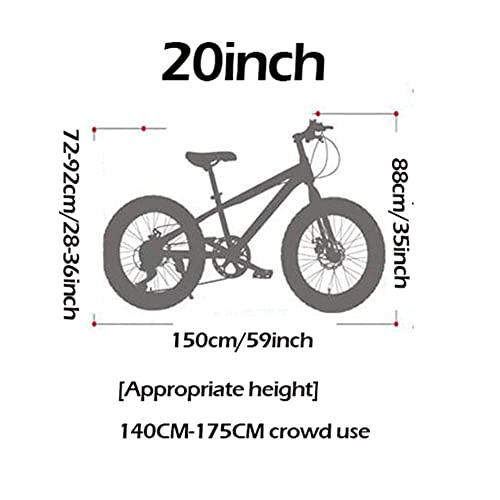 TBNB Bicicleta de montaña con neumáticos Gruesos de 20/26 Pulgadas, Bicicleta de Carretera al Aire Libre para Hombres y Mujeres Adultos, Bicicleta de Arena, 21-27 velocidades, Freno de Disco, hor