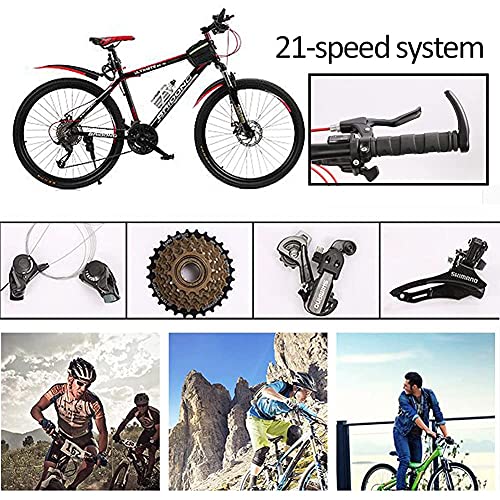TBNB Bicicletas de montaña para Hombres y Mujeres para Adultos de 26 Pulgadas, Frenos de Disco Doble, Bicicletas de montaña para jóvenes de 21 velocidades, Bicicletas de Carretera para Deportes a