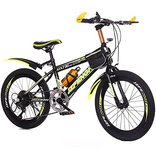 TBNB Bicicletas de montaña para niños de Velocidad Variable, Bicicletas Ligeras de Acero al Carbono para niños y niñas, Bicicletas para niños con Frenos Dobles, 20/22/24 Pulgadas (Amarillo 24 pul