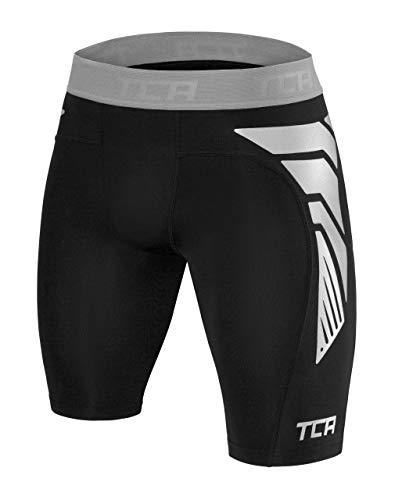 TCA CarbonForce Hombre Y Niños Pantalones Cortos Térmicos con Baselayer Da Compresión Pro - Black Stealth/Grey (Negro/Gris), L