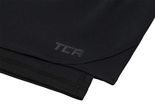 TCA Pantalones Cortos de Running Mujer 2 en 1 Pantalón Corto con Compresión Interna y Bolsillo con Cremallera - Negro, L