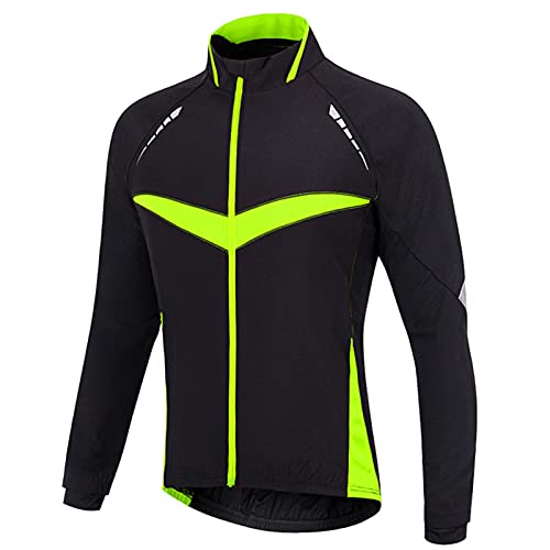 TDHLW Chaqueta de Ciclismo de Invierno para Mujer, Impermeable Transpirable Cálido Polar Reflectante Bici Abrigo Chaqueta de Ciclismo al Aire Libre Softshell a Prueba de Viento,Verde,XL