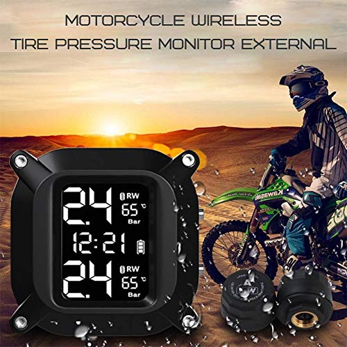 Teabelle Temperatura de los neumáticos de la Motocicleta Sistema de monitoreo de presión TPMS Pantalla LCD Sensor Externo Carga USB