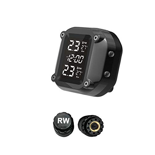 Teabelle Temperatura de los neumáticos de la Motocicleta Sistema de monitoreo de presión TPMS Pantalla LCD Sensor Externo Carga USB